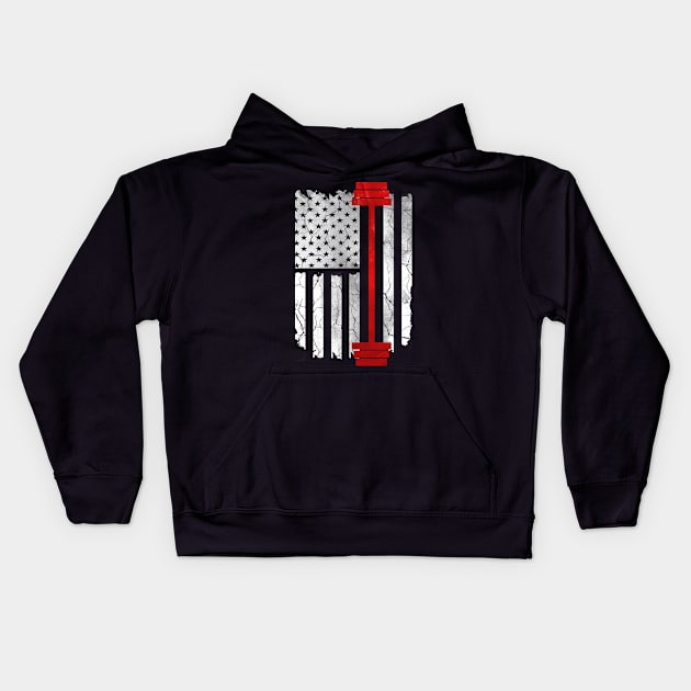 American Flag weight lifting Kids Hoodie by missalona